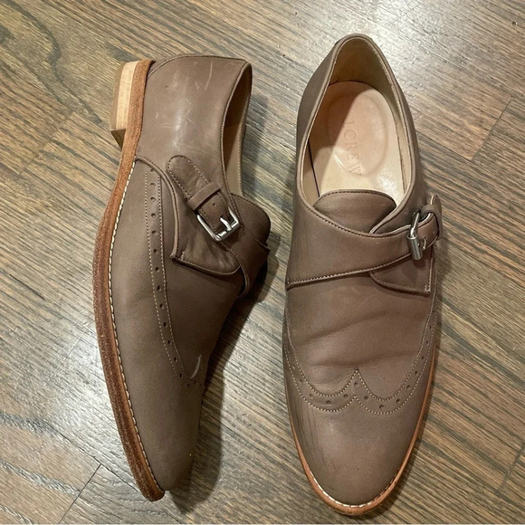 J.Crew Collection Perforated Monk Strap Loafers in Wet Cobblestone size 7.5 - Picture 1 of 12